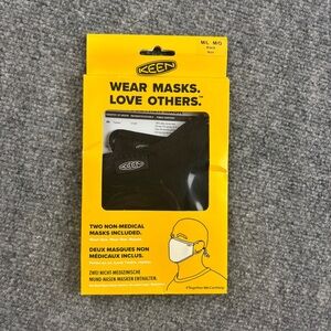 KEEN Unisex Black 2 pack New In Box Face Masks size: Medium/Large